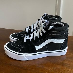 Vans Women's Black and White High-Top Sneakers